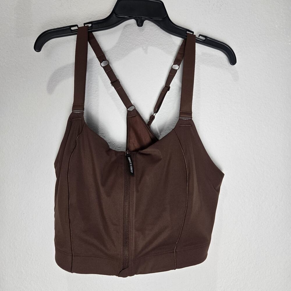 Savage X Fenty Sport Bra 4X Brown Cool Curves High Impact Zip Front
